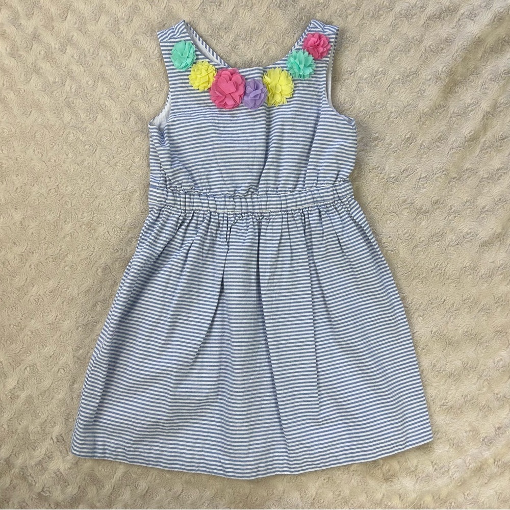 Baby Gap Summer Dress Size 4 Blue White Stripes Flowers Floral